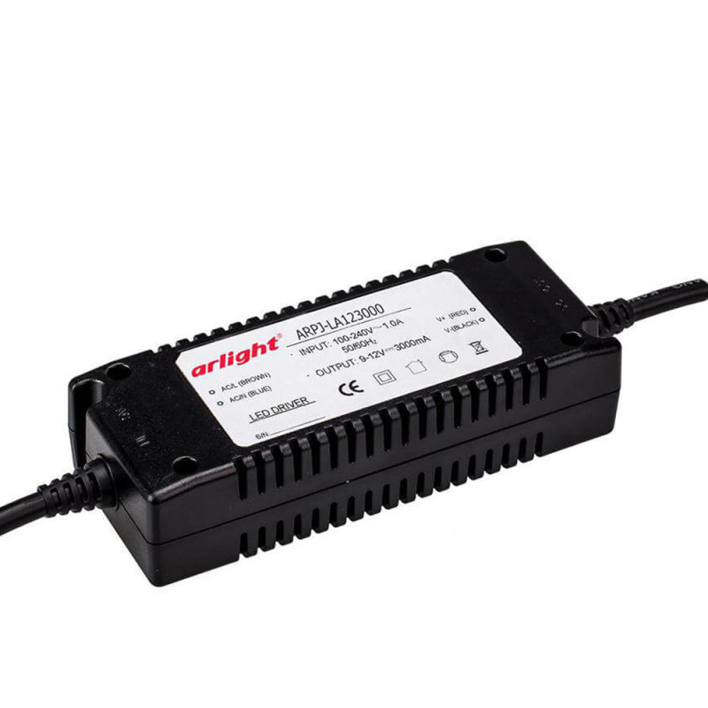 Драйвер ARPJ-LA123000 9-12V 36W IP40 3A Arlight 017019