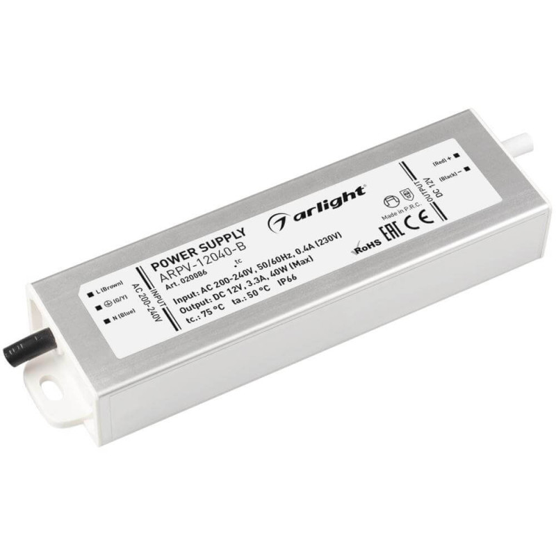 Блок питания для светодиодной ленты ARPV-40B Arlight 020086 12V 40W IP67 3,3A 