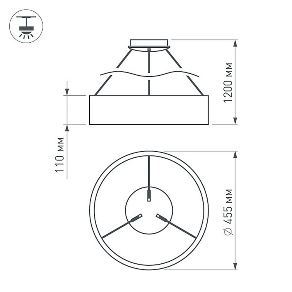Подвесной светодиодный светильник Arlight SP-Tor-Ring-Hang-R460-33W Warm3000 022146(1)
