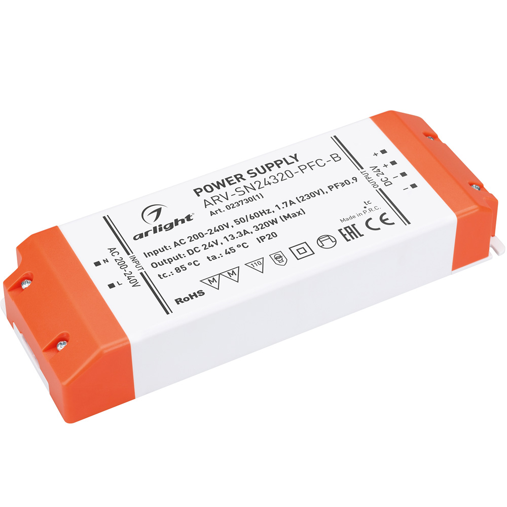 Блок питания для светодиодной ленты ARV-SN24320-PFC-B Arlight 023730(1) 24V 320W IP20 13,3A 
