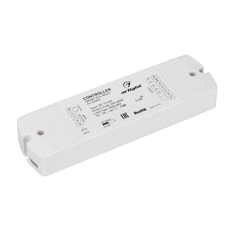 Контроллер SMART-K14-MULTI (12-24V, 5x4A, RGB-MIX, 2.4G, IP20) Arlight 023822