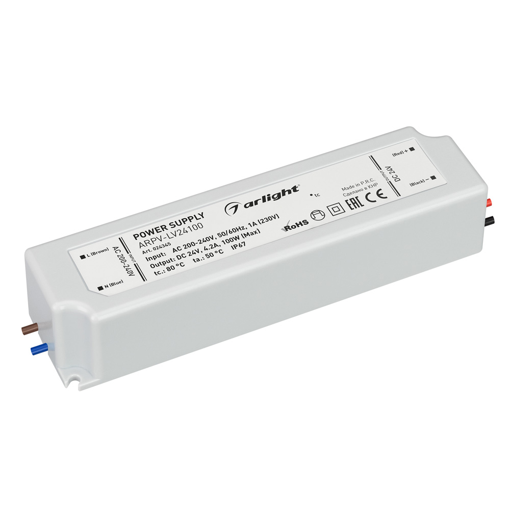 Блок питания для светодиодной ленты ARPV-LV24100 Arlight 024345 24V 100W IP67 4,2A 