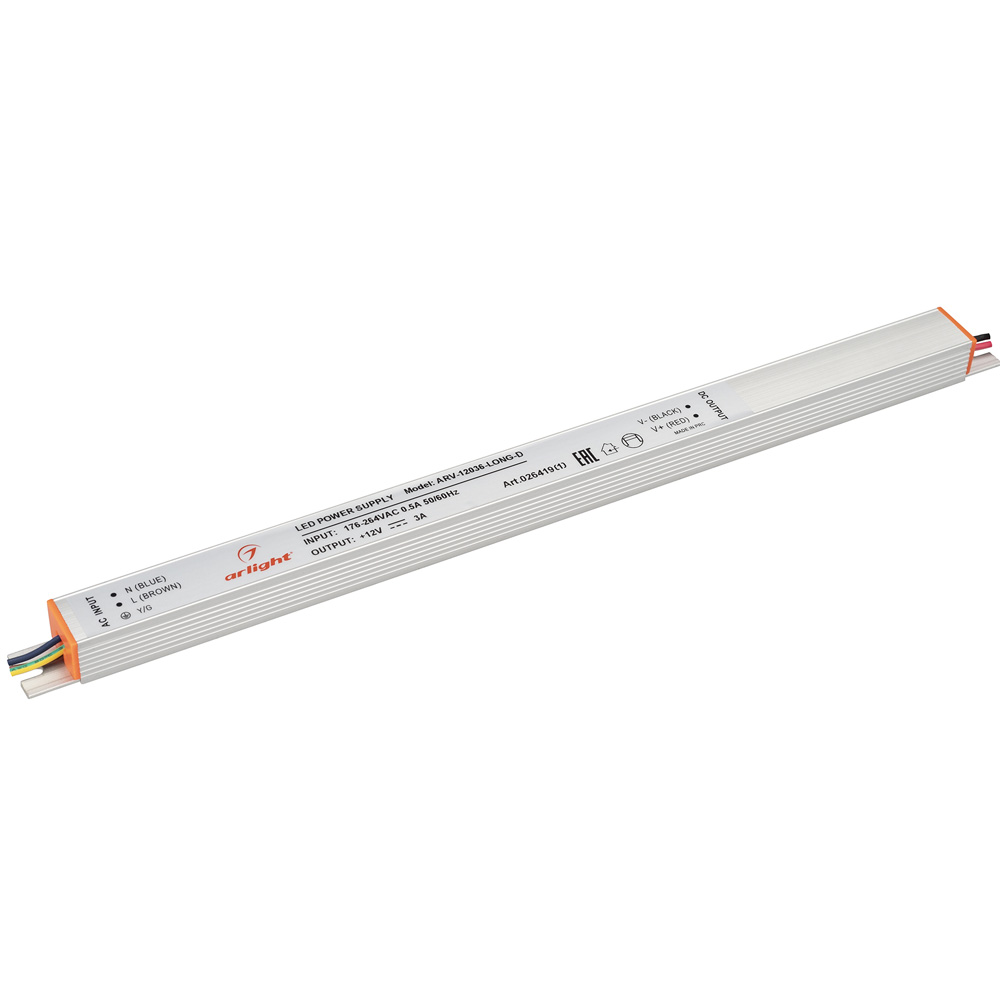 Блок питания для светодиодной ленты ARV-12036-Long-D Arlight 026419(1) 12V 36W IP20 3A 