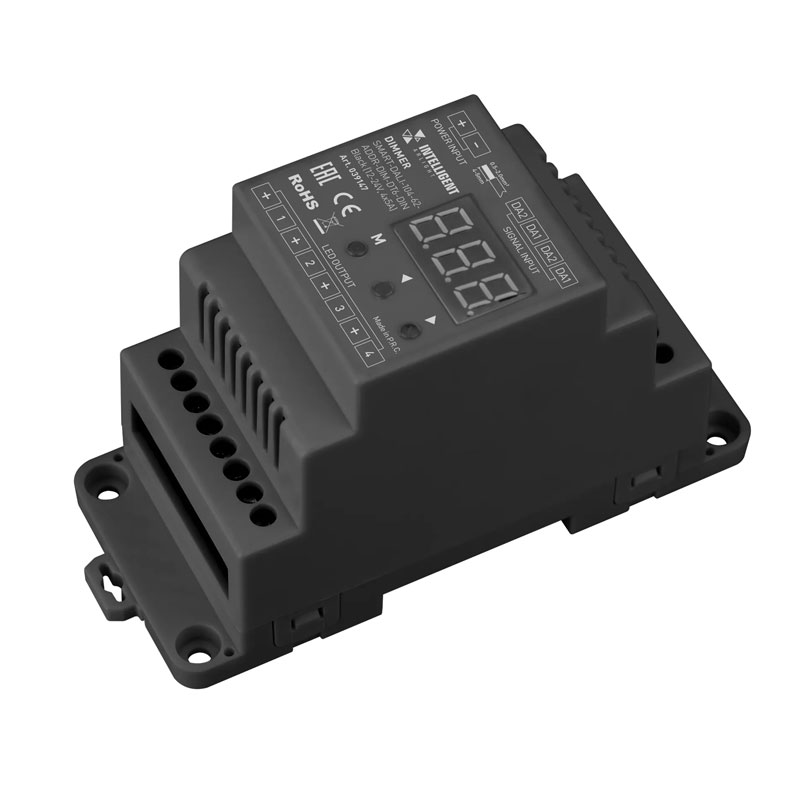 Диммер ARLIGHT SMART-DALI-104-62-ADDR-DIM-DT6-DIN Black (12-24V, 4x5A) 039147