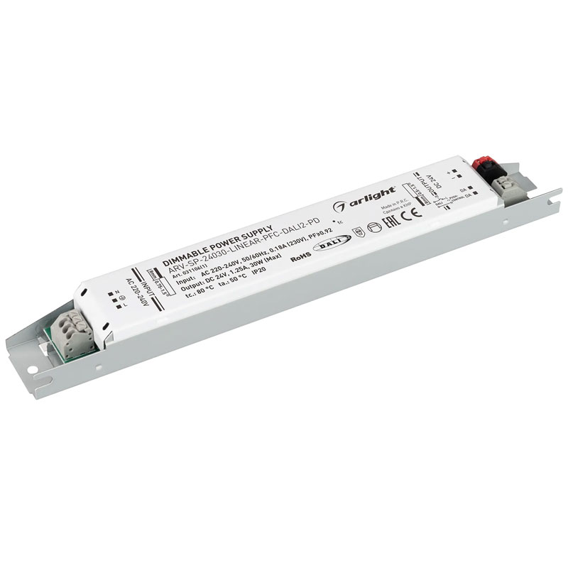 Диммируемый блок питания Arlight ARV-SP-24030-LINEAR-PFC-DALI2-PD (24V, 1.25A, 30W) 031106(1)
