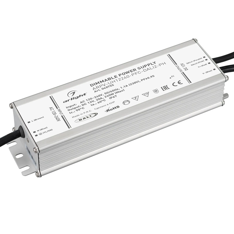 Диммируемый блок питания Arlight ARPV-UH12240-PFC-DALI2-PH (12V, 20A, 240W) 040755