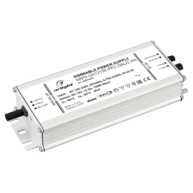 Диммируемый блок питания Arlight ARPV-UH12150-PFC-DALI2-PH (12V, 12.5A, 150W) 025746(2)