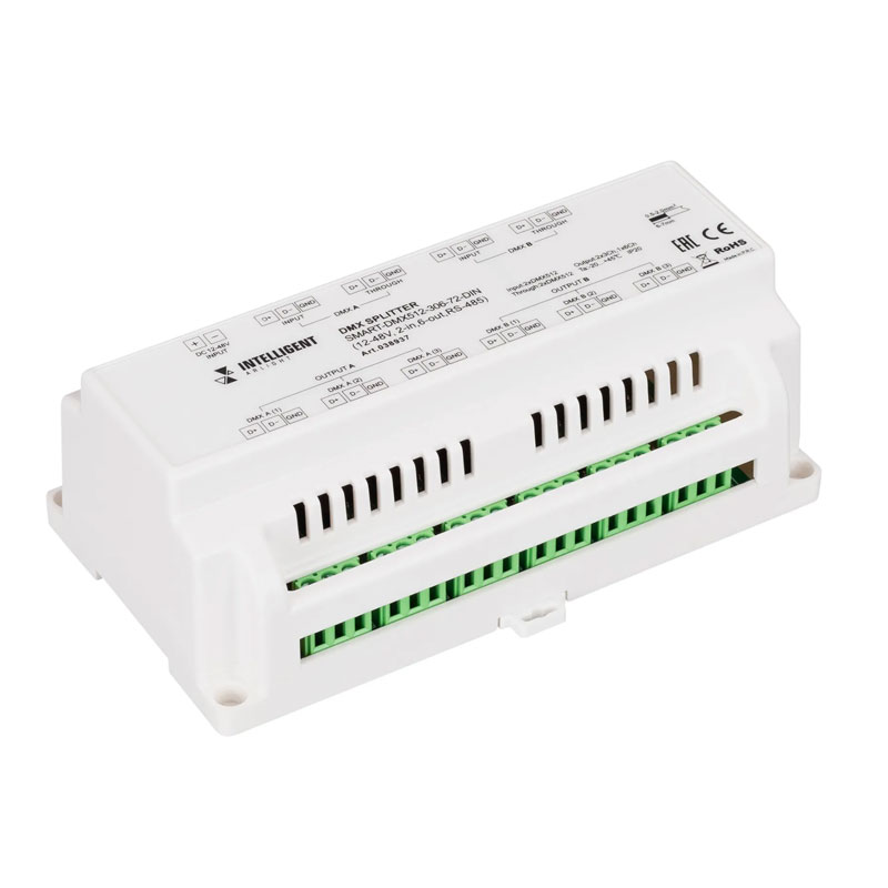 Сплиттер ARLIGHT SMART-DMX512-306-72-DIN (12-48V, 2-in, 6-out, RS-485) 038937