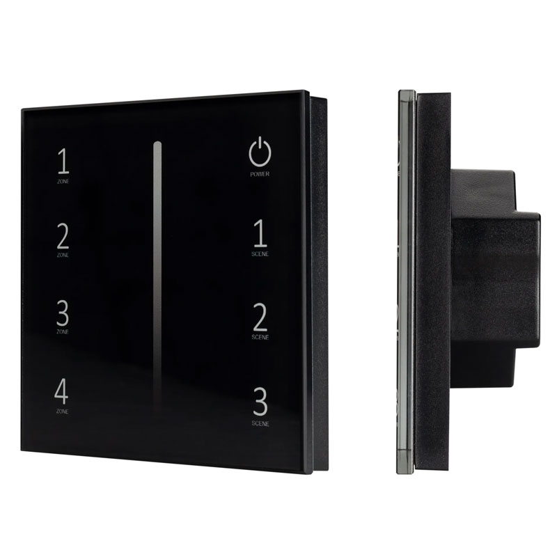 Сенсорная панель Arlight Sens SMART-P17-DIM Black (230V, 4 зоны, 2.4G) 028129