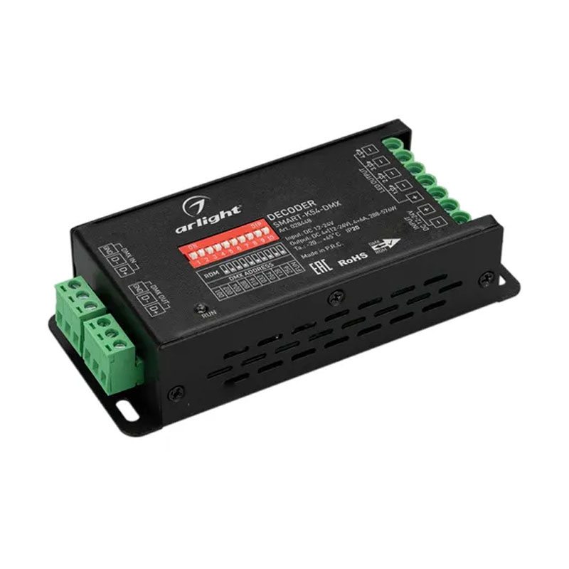Декодер SMART-K54-DMX 12-24V, 4x6A Arlight 028448