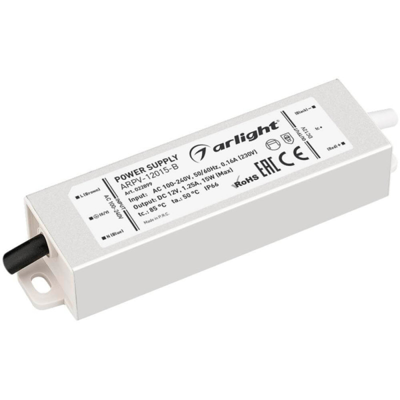 Блок питания для светодиодной ленты ARPV-15-B Arlight 022899 12V 15W IP67 1,25A 