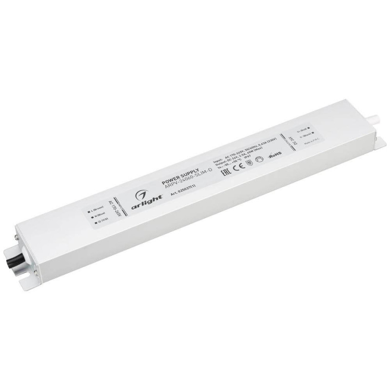 Блок питания для светодиодной ленты ARPV-24060-Slim-D Arlight 025027(1) 24V 60W IP67 2,5A 