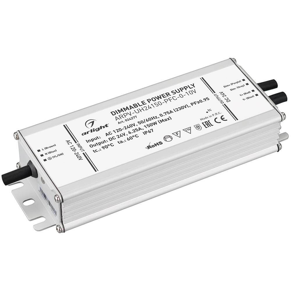 Блок питания для светодиодной ленты ARPV-UH24150-PFC-0-10V Arlight 024277 24V 150W IP67 6,3A 
