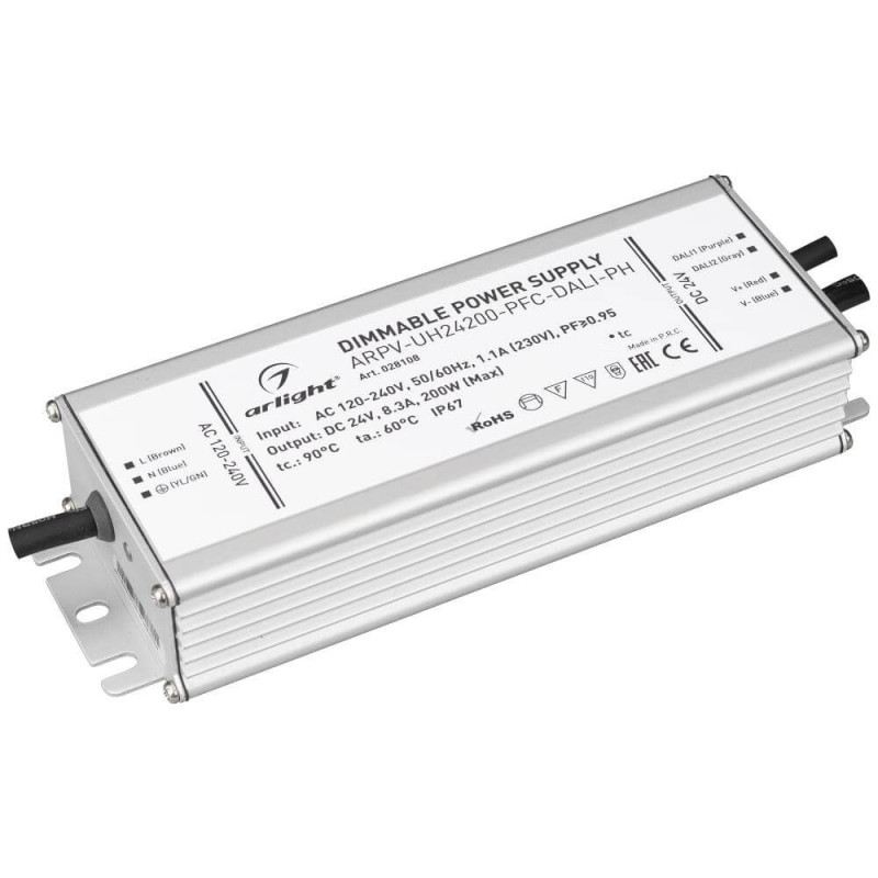 Блок питания ARPV-UH24200-PFC-Dali-PH 24V 200W IP67 8,3A Arlight 028108