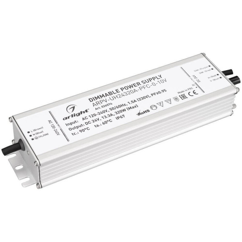 Блок питания ARPV-UH24320A-PFC-0-10V 24V 320W IP67 13,3A Arlight 026574