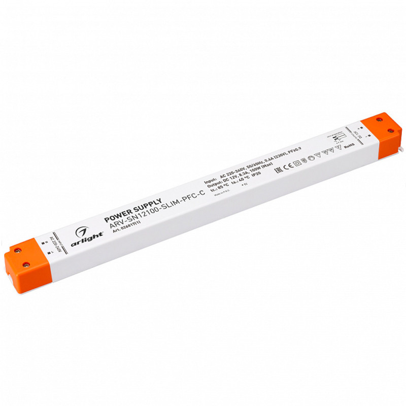 Блок питания для светодиодной ленты ARV-SN12100-SLIM-PFC-C Arlight 026817(1) (12V, 8.3A, 100W) 