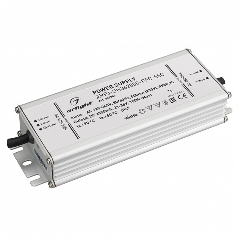 Драйвер ARPJ-UH362800-PFC-55C 21-36V 100W IP67 2,8A Arlight 025044