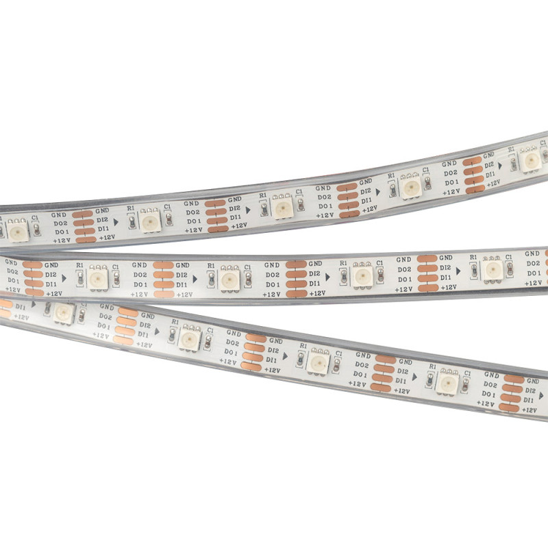 Светодиодная лента 12V Cx1 RGB-Auto SPI-5000P-RAM-5060-30 (12mm, 4.8W/m, IP66) Arlight 026462
