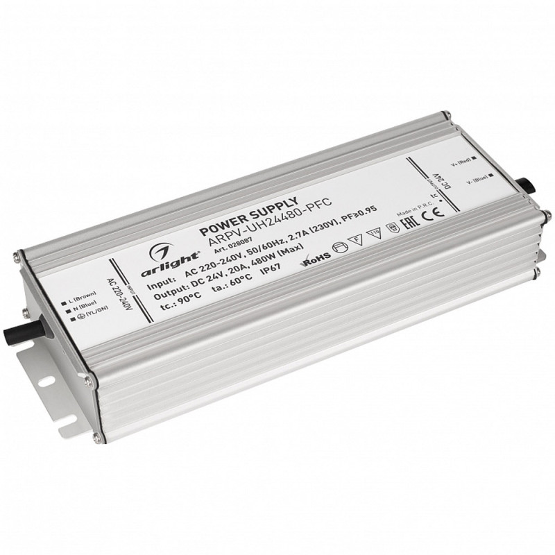 Блок питания ARPV-UH24480-PFC 24V 480W IP67 20A Arlight 028087