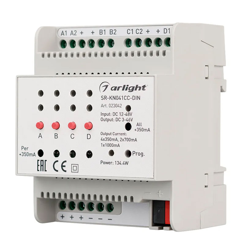 Контроллер тока Arlight SR-KN041CC-DIN (12-48V, 4x350/700mA) 023042