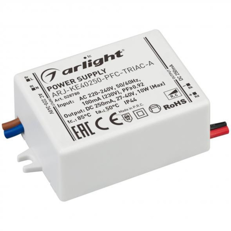 Блок питания для светодиодной ленты ARJ-KE40250-PFC-TRIAC-A Arlight 028780 (10W, 250mA) 