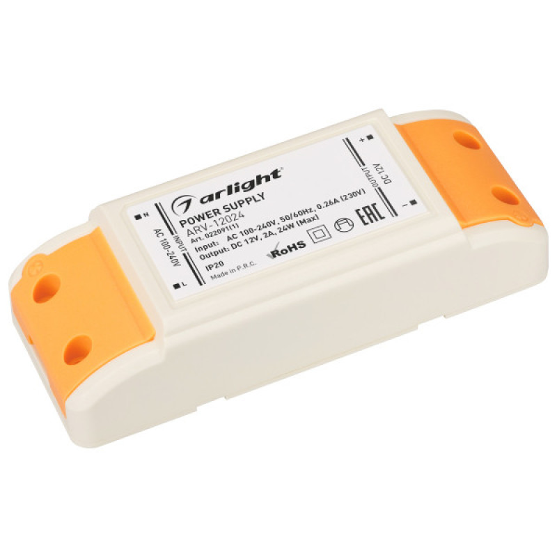 Блок питания для светодиодной ленты ARV-12024 Arlight 022091(1) (12V, 2A, 24W) 