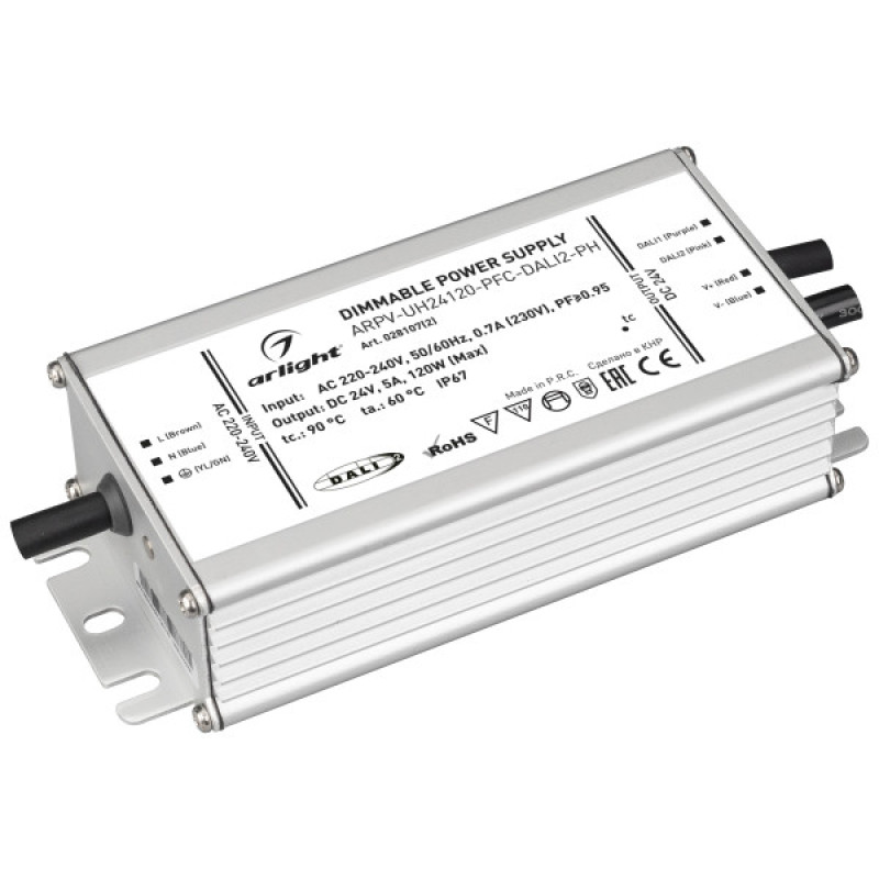 Блок питания для светодиодной ленты ARPV-UH24120-PFC-DALI2-PH Arlight 028107(2) (24V, 5.0A, 120W) 