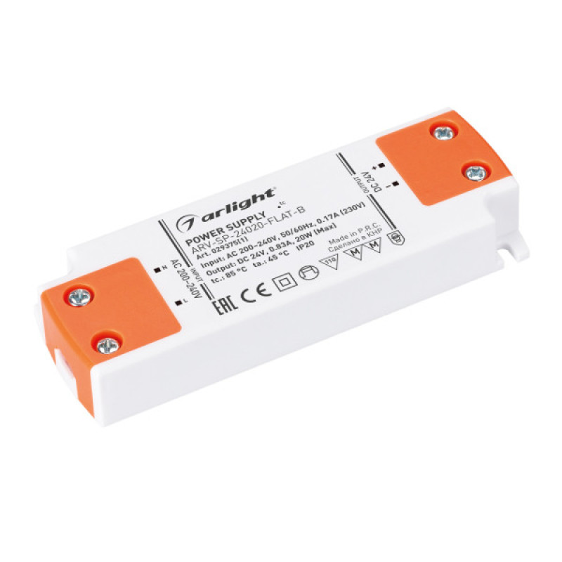 Блок питания для светодиодной ленты ARV-SP-24020-FLAT-B Arlight 029375(1) (24V, 0.83A, 20W) 