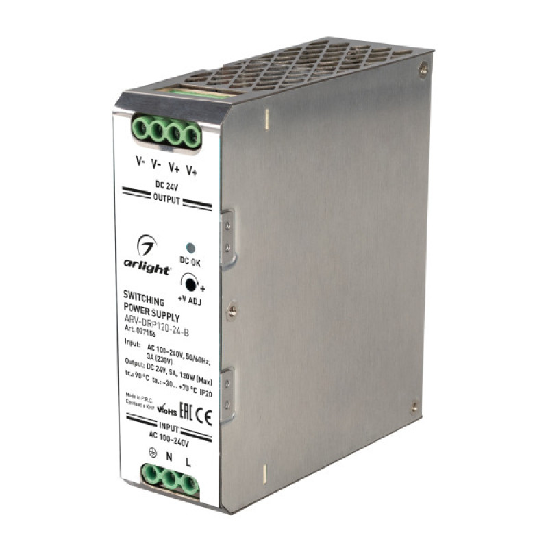 Блок питания для светодиодной ленты ARV-DRP120-24-B Arlight 037156 (24V, 5A, 120W) 