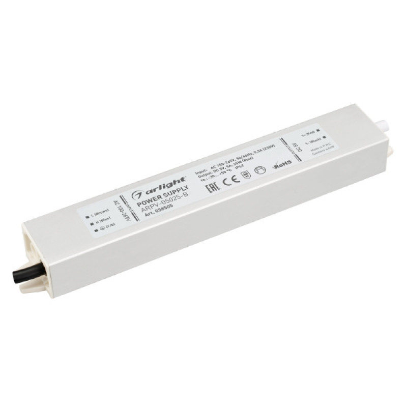 Блок питания для светодиодной ленты ARPV-05025-B Arlight 038505 (5V, 5.0A, 25W) 