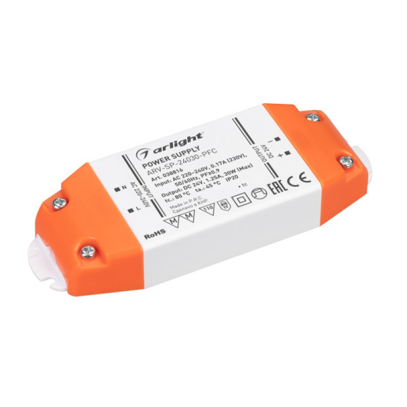 Блок питания для светодиодной ленты ARV-SP-24030-PFC Arlight 038816 (24V, 1.25A, 30W) 