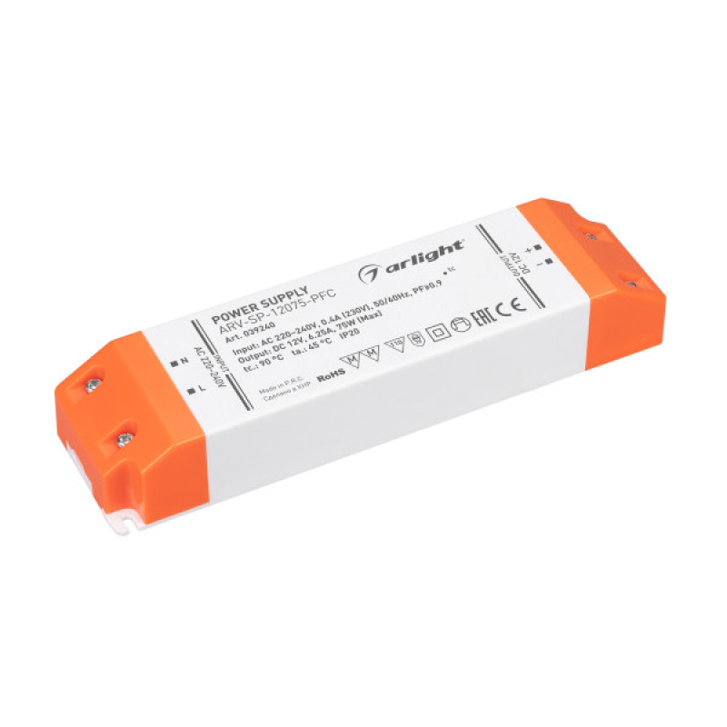 Блок питания для светодиодной ленты ARV-SP-12075-PFC Arlight 039240 (12V, 6.25A, 75W) 