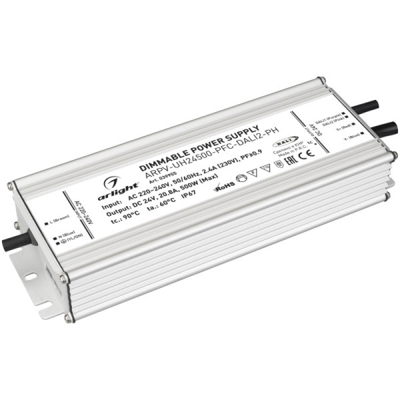 Блок питания для светодиодной ленты ARPV-UH24500-PFC-DALI2-PH Arlight 039955 (24V, 20.8A, 500W) 