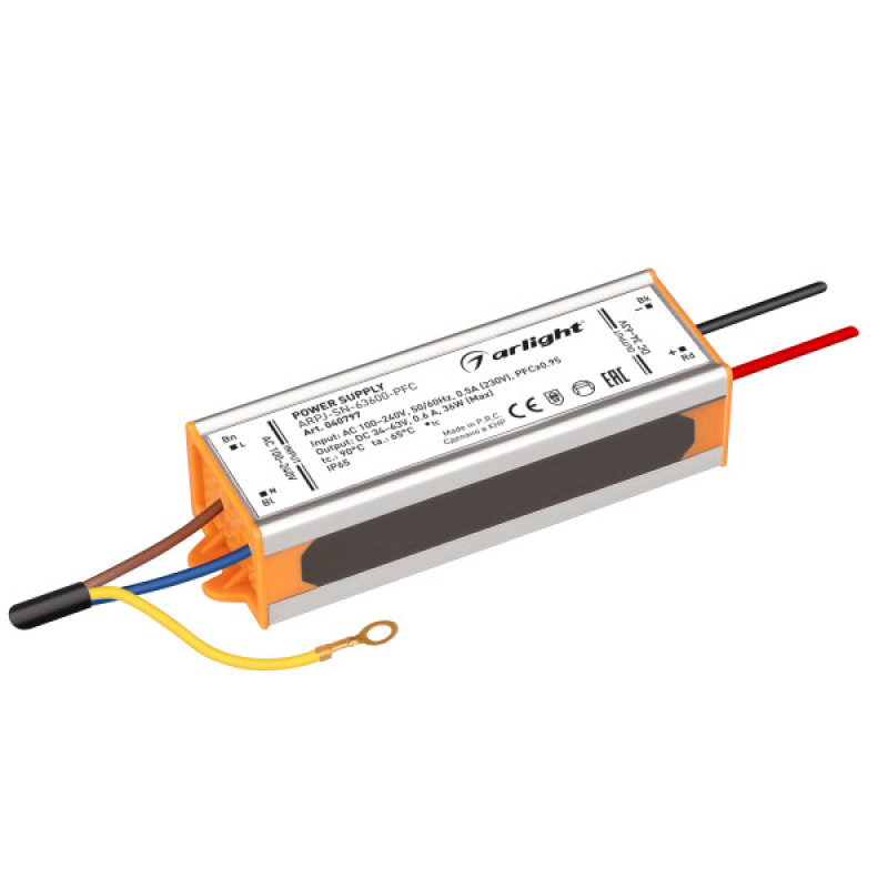 Блок питания для светодиодной ленты ARPJ-SN-63600-PFC Arlight 040797 (36W, 34-63V, 600mA)