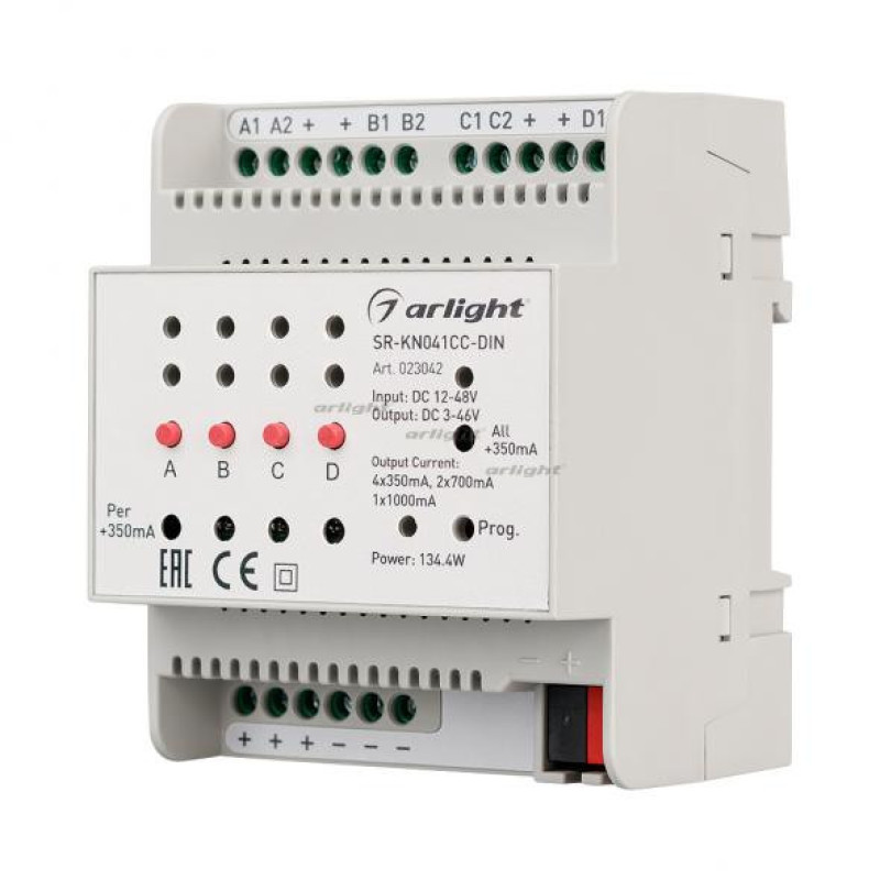 Диммер контроллер тока SR-KN041CC-DIN (12-48V, 4x350/700mA) Arlight 023042