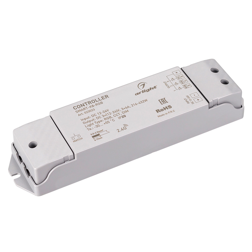 Контроллер SMART-K8-RGB (12-24V, 3x6A, 2.4G, IP20) Arlight 023023